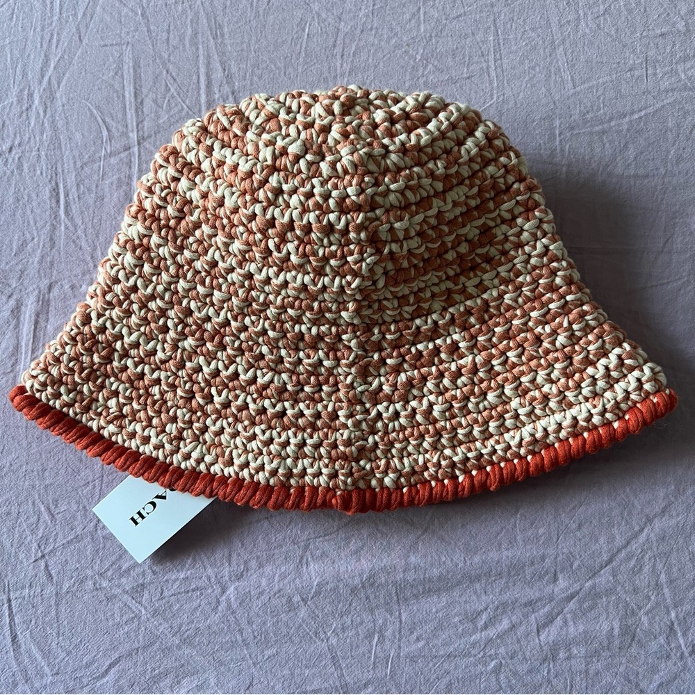 NWT Coach Crochet Bucket Hat Orange XS/S - Picture 3 of 6